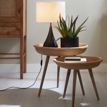 Ratanové okrúhle odkladacie stolíky v súprave 2 ks ø 56 cm Colon – Light & Living - Image 8