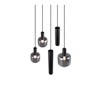Čierne závesné svietidlo s kovovo-skleneným tienidlom ø 40 cm Mataro – Trio - Image 6