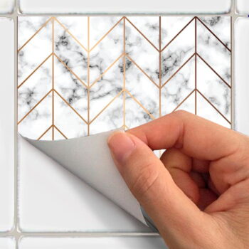 Sada 9 samolepiek na stenu Ambiance Marble and Gold Line, 20 x 20 cm - Image 3