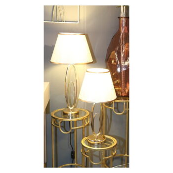 Biela stolová lampa s konštrukciou v zlatej farbe Mauro Ferretti Glam Flush - Image 6