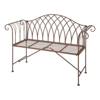Hnedá kovová záhradná lavica – Esschert Design – Obrázok 2