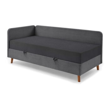 Tmavosivá čalúnená jednolôžková posteľ s úložným priestorom 90x200 cm Cabana – Meise Möbel