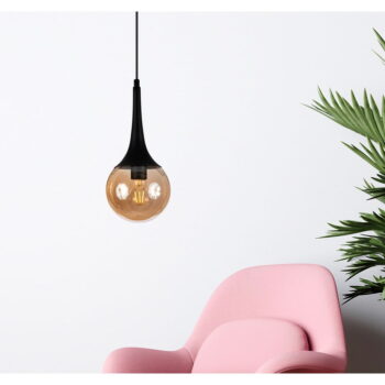 Čierne závesné svietidlo so skleneným tienidlom ø 15 cm Horn – Squid Lighting - Image 2
