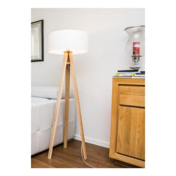 Stojacia lampa s bielym tienidlom a čierno-bielym káblom Ragaba Wanda – Obrázok 5