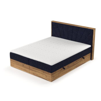 Boxspring posteľ s úložným priestorom v tmavomodro-prírodnej farbe 160x200 cm Asahi – Maison de Rêve - Image 11