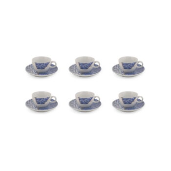 Biele/modré porcelánové šálky v súprave 6 ks 0.9 l – Hermia