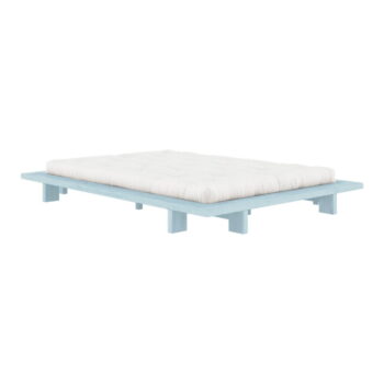 Svetlomodrá dvojlôžková posteľ z borovicového dreva s roštom 140x200 cm Japan – Karup Design - Image 3