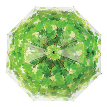 Transparentný dáždnik s rúčkou so zelenými detailmi Esschert Design Ambiance Birdcage Leaf, ⌀ 92,5 cm - Image 2