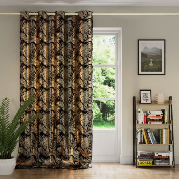 Čierny/v zlatej farbe zamatový dimout záves 140x245 cm Golden Leaves – AmeliaHome – Obrázok 2