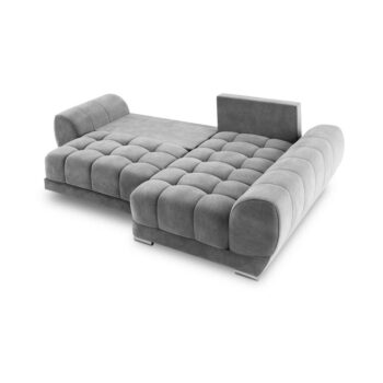 Sivá rozkladacia rohová pohovka so zamatovým poťahom Windsor & Co Sofas Nuage, pravý roh - Image 4