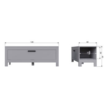 Svetlosivý TV stolík z borovicového dreva 120x45 cm Bonk – Basiclabel - Image 7