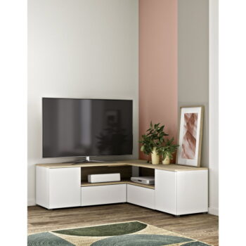 TV stolík v dekore duba v bielo-prírodnej farbe 130x46 cm Angle – TemaHome - Image 7