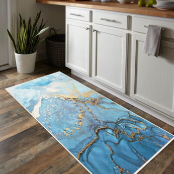 Modrý prateľný koberec 80x150 cm Blue Waves – Oyo Concept – Obrázok 3