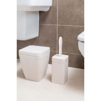Set krémového koupelnového kôše a WC kartáče Addis Calico - Image 2