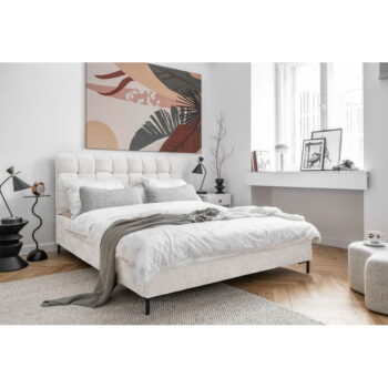 Krémovobiela čalúnená dvojlôžková posteľ s roštom 160x200 cm Eve – Miuform - Image 4