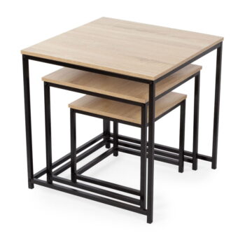 Konferenčné stolíky v prírodnej farbe v súprave 3 ks 50x50 cm – Compactor - Image 5