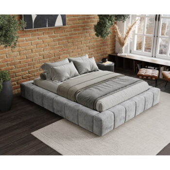 Svetlosivá čalúnená dvojlôžková posteľ s úložným priestorom s roštom 200x200 cm Aruba L – Maison de Rêve – Obrázok 7