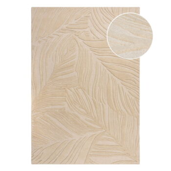 Béžový vlnený koberec Flair Rugs Lino Leaf, 160 x 230 cm