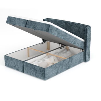 Modrá boxspring posteľ s úložným priestorom 160x200 cm Passion – Maison de Rêve - Image 8