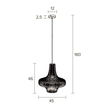 Čierne závesné svietidlo Dutchbone Trooper, ø 45 cm – Obrázok 4