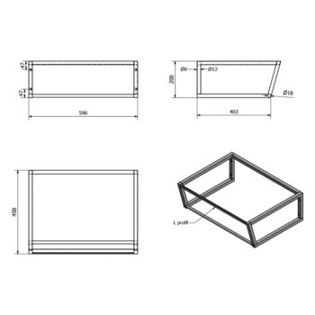 Čierny oceľový závesný podstavec pod umývadlo 60x20 cm Ska – Sapho - Image 4
