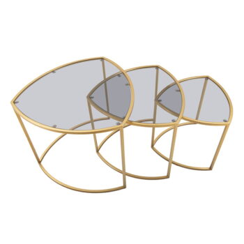 Okrúhle konferenčné stolíky v súprave 3 ks so sklenenou doskou v zlatej farbe ø 60 cm Triangle – Mauro Ferretti - Image 3