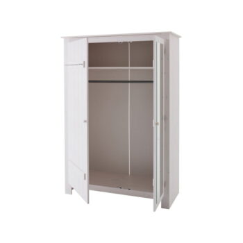 Biela šatníková skriňa z borovicového dreva so zrkadlom 120x170 cm Bertram – Støraa - Image 2