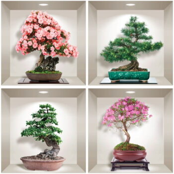 Sada 4 3D samolepiek na stenu Ambiance Bonsai of Seasons - Image 2