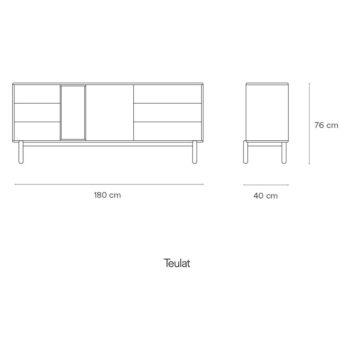Tmavosivá nízka komoda 180x76 cm Corvo - Teulat – Obrázok 2