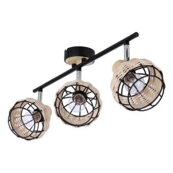 Čierno-krémové stropné svietidlo s tienidlom z kovu a ratanu ø 12 cm Tajga – Candellux Lighting – Obrázok 3