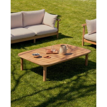 Záhradná lounge súprava z eukalyptového dreva pre 4 v bielo-prírodnej farbe Sacova – Kave Home - Image 8