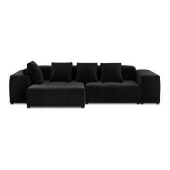 Čierna zamatová rohová pohovka (variabilná) Rome Velvet - Cosmopolitan Design