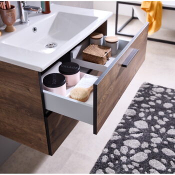 Hnedá závesná skrinka v dekore duba bez umývadla 71x51 cm Set 374 - Pelipal – Obrázok 4