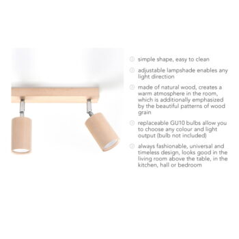 Drevené stropné svietidlo Nice Lamps Ludwik, dĺžka 45 cm - Image 6