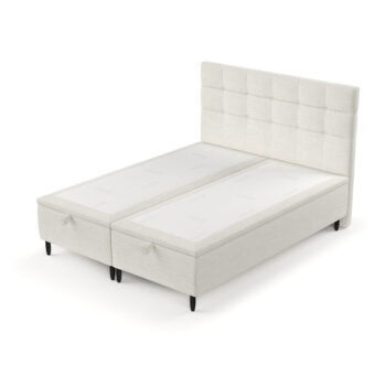 Krémovobiela čalúnená dvojlôžková posteľ s úložným priestorom 160x200 cm Senses – Maison de Rêve - Image 2