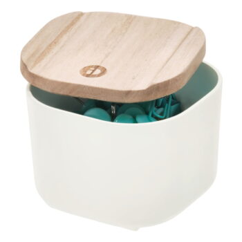 Biely úložný box s vekom z dreva paulownia iDesign Eco, 9 x 9 cm - Image 2