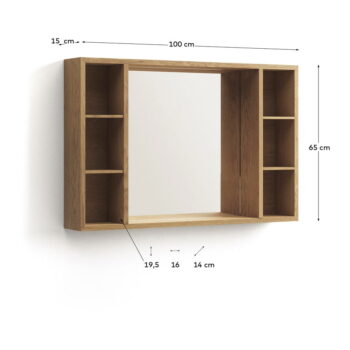 Závesná kúpeľňová skrinka so zrkadlom z teakového dreva v prírodnej farbe 100x65 cm Parana – Kave Home - Image 8