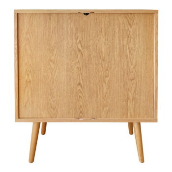Vysoká komoda v dekore duba s posuvnými dverami v prírodnej farbe 83x95 cm Rove – Woodman – Obrázok 4
