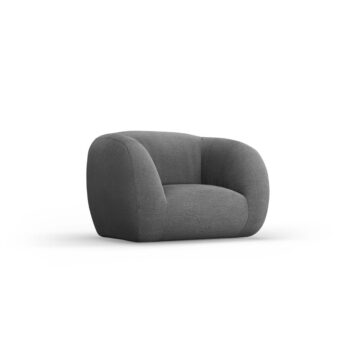 Sivé kreslo z textílie buklé Essen – Cosmopolitan Design - Image 2