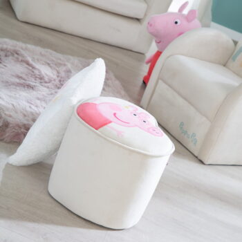 Biely zamatový detský puf Peppa Pig – Roba - Image 2