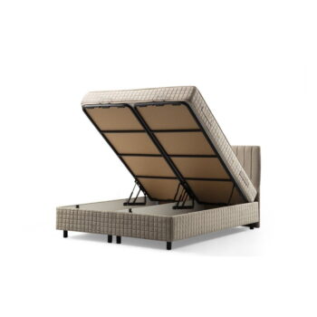 Béžová čalúnená dvojlôžková posteľ s úložným priestorom a roštom 140x200 cm Zafir – Kalune Design - Image 2