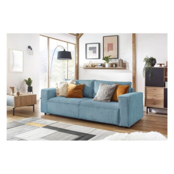 Svetlomodrá menčestrová rozkladacia pohovka 245 cm Nihad – Bobochic Paris - Image 4