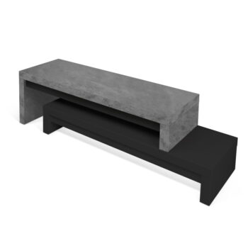 Dvojitý televízny stolík čierny s betónovým dekorom TemaHome Cliff, 125 × 40 cm – Obrázok 3
