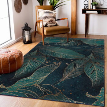 Prateľný koberec v petrolejovej farbe 160x230 cm Midnight Jungle – Mila Home - Image 6