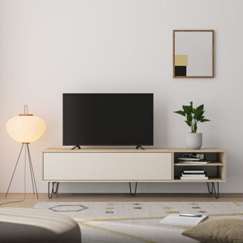 Krémový TV stolík v dekore duba 165x44 cm Aero - TemaHome – Obrázok 4