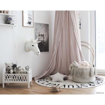 Krémový prateľný ručne tkaný bavlnený detský koberec ø150 cm ABC Natural Black – Lorena Canals - Image 4