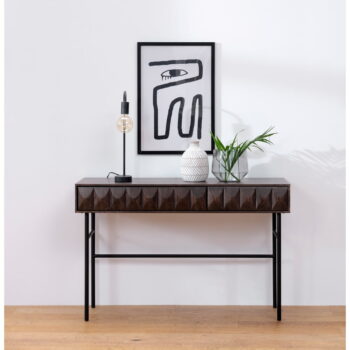 Tmavohnedý konzolový stolík s doskou v dubovom dekore 39x117 cm Latina – Unique Furniture – Obrázok 4