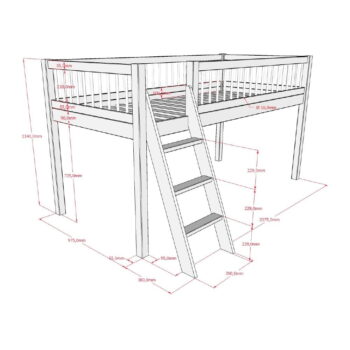 Biela vyvýšená detská posteľ z bukového dreva 90x200 cm Forrest – Vipack – Obrázok 4