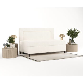 Krémovobiela čalúnená jednolôžková posteľ 90x200 cm Alba – Maison de Rêve - Image 8