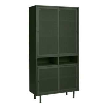 Tmavozelená kovová šatníková skriňa s posuvnými dverami 90x180 cm Veep – Unique Furniture - Image 2